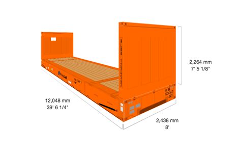 40 feet flat rack container dimensions