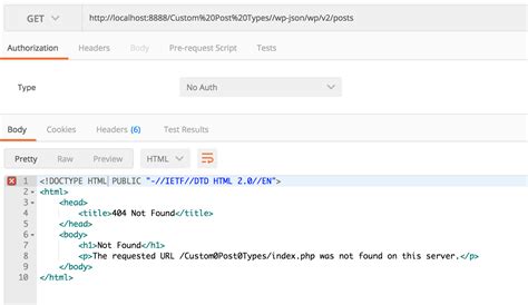 404 error code in postman