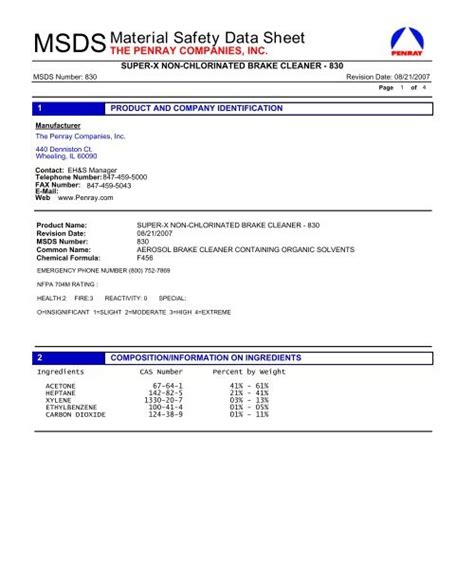 409 All Purpose Cleaner Msds Sheet