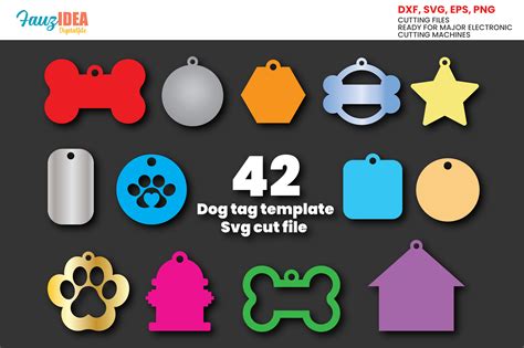 Download 42 Pet Tags SVG Template Bundle Files For Crafts