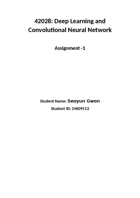 42028 deep learning and convolutional neural network