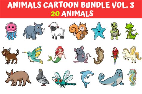 Download 423  Animals Cartoon Bundle Vol.3 Pictures Files Free PSD Mockups