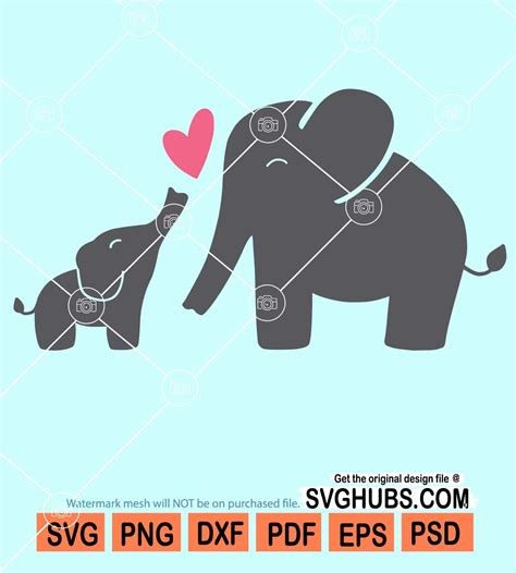 Download 426  Mom And Baby Elephant Svg DXF File Commercial Use Free PSD Mockups