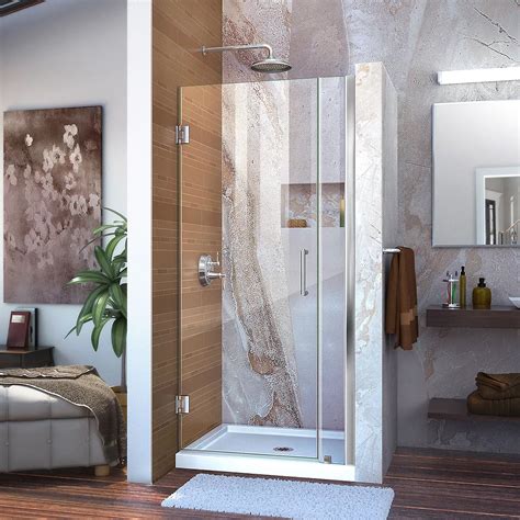44 inch frameless pivot shower door