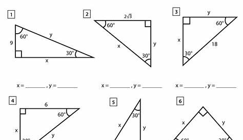454590 And 306090 Triangles Worksheets