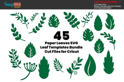 Download 45 Paper Leaves SVG Templates Bundle Files