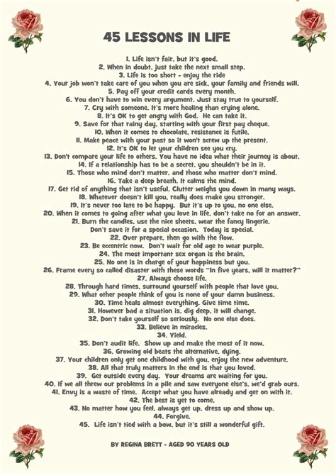 45 Life Lessons Printable