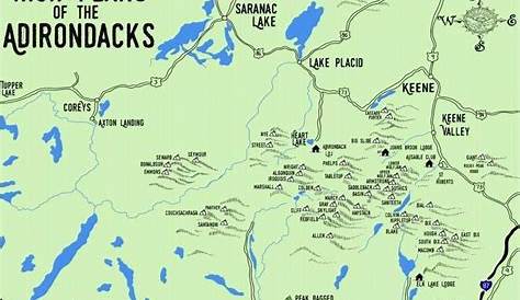 Adirondack 46 High Peaks Map [Black and White] Art Print by Kokua