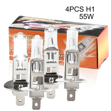 4pcs H1 Halogen Bulb White 12v 55w 4500k Clear Glass Car Headlight Auto Light Xenon Fog Lamp Car Lamps Car Headlight Bulbs(halogen)