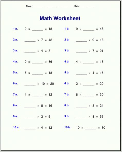 4Th Grade Free Printable Worksheets