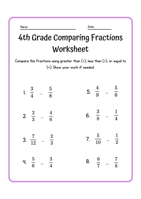 4Th Grade Fractions Worksheet