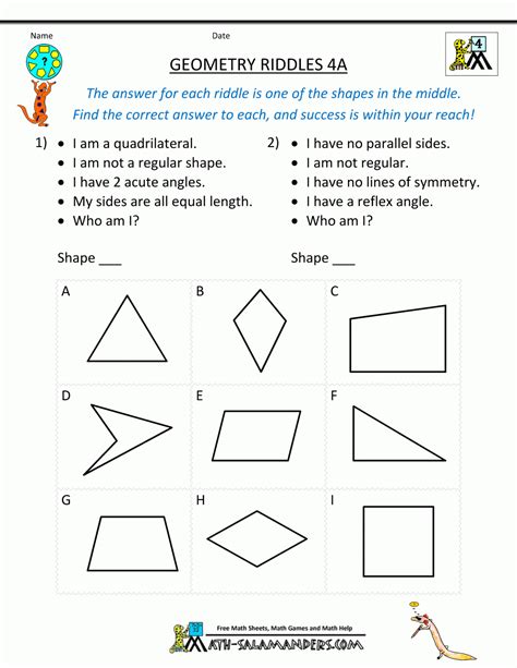 Unlock Your Child's Math Potential: 4th Grade Geometry Worksheets to Transform Learning!