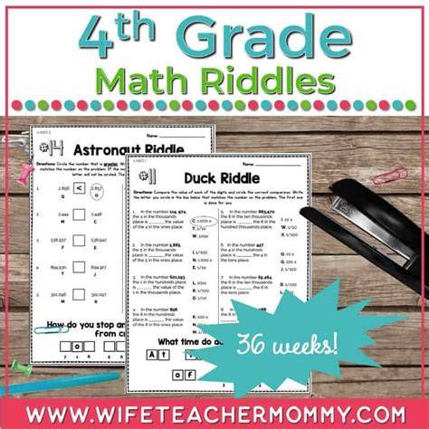 4th Grade Math Riddles Worksheets