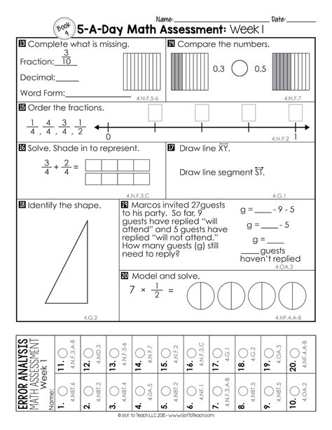 4Th Grade Assessment Printable