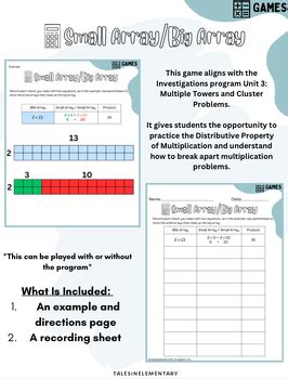 4Th Grade Investigations Array Cards Printable