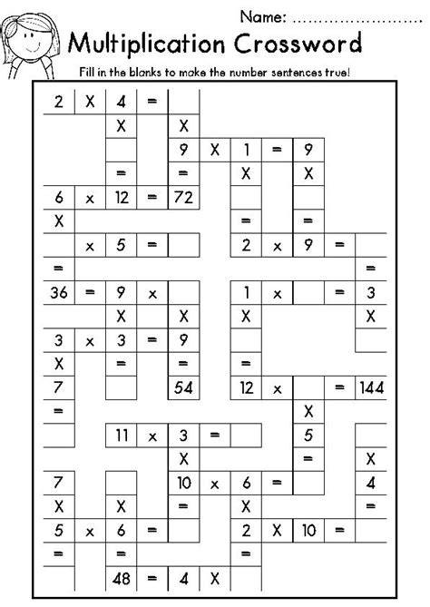 4Th Grade Math Crossword Puzzles Printable