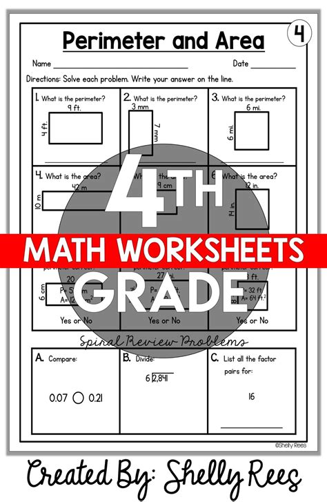 4Th Grade Math Standards Worksheets