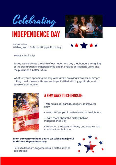 4th of July email content