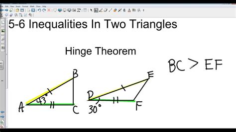 56 Practice C Inequalities in Two Triangles