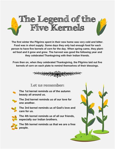 5 Kernels Of Corn Printable