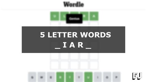 5 Letter Words with IAR in the Middle