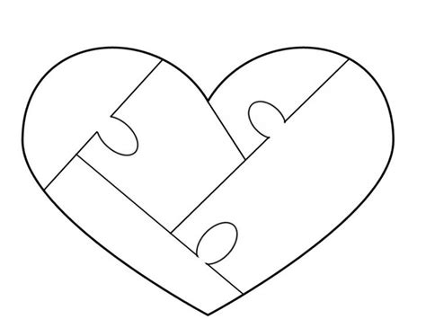 5 Piece Heart Puzzle Template