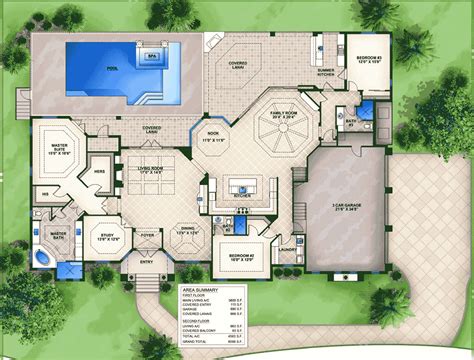Luxurious Five Bedroom Florida House Plan 66364WE Architectural