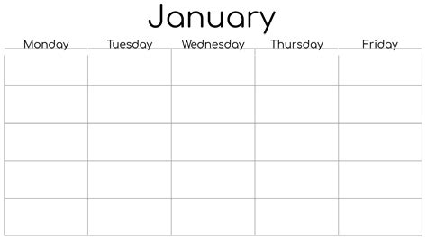 5 Day A Week Calendar Printable Free: Keep Your Schedule Organized