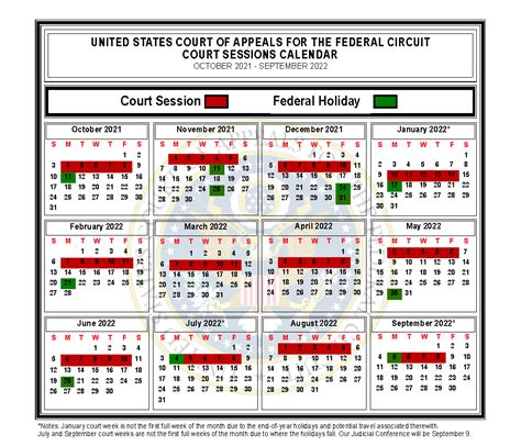 5 Day Court Calendar Slo