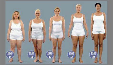 5 Foot 6 150 Pound Woman Photographic Height/Weight Chart ' 7", 10 Lbs., BMI24