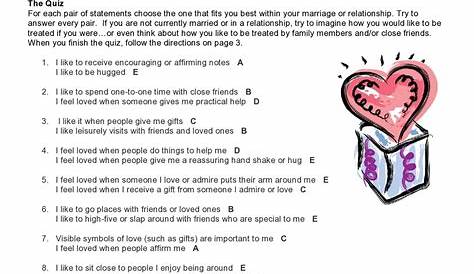 5 Love Language Quiz Printable s Worksheet