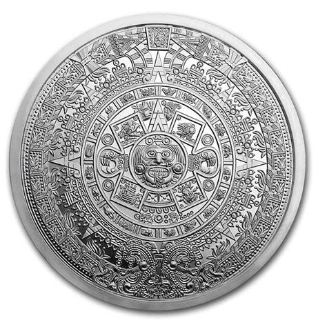 5 Oz Aztec Calendar Silver Round