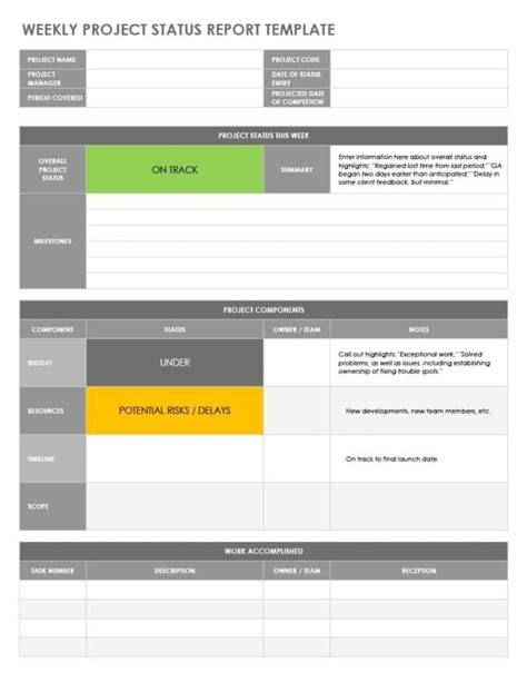 5+ Weekly Status Report Template - Word Excel Formats - Writing Word