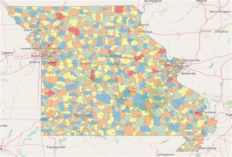 5 Digit Zip Code Map Around Southeast Missouri