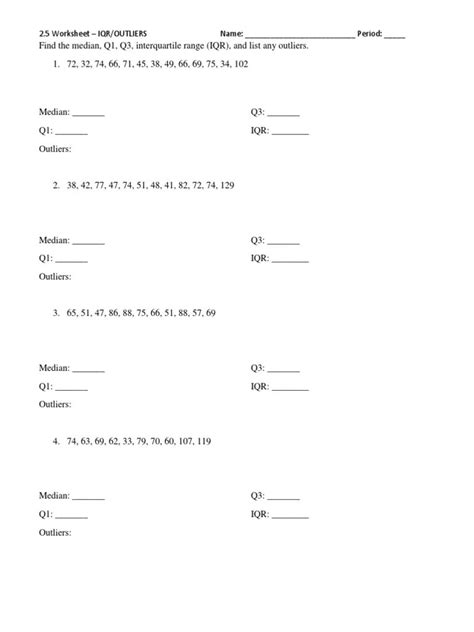 5 Worksheet Iqr Outliers Answers Key