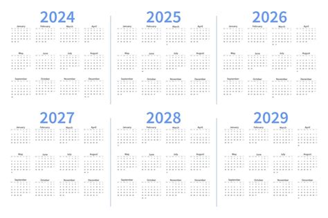 5 Year Calendar 2024 To 2028