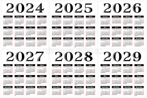 5 Year Calendar 2024 To 2029