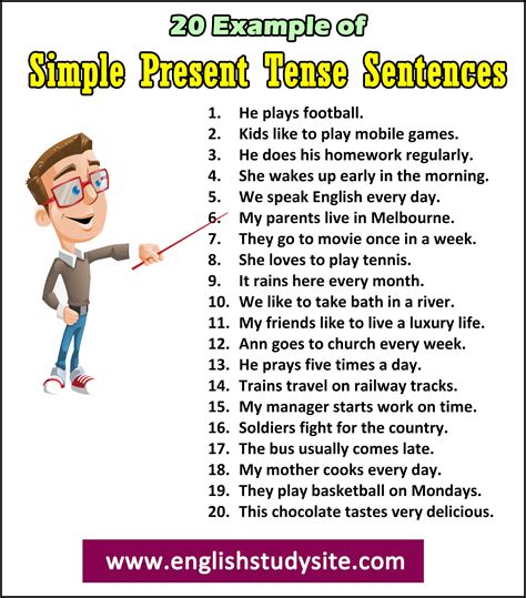 5 examples of present tense with answers