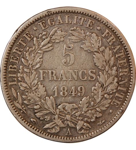 5 francs argent 1849 valeur
