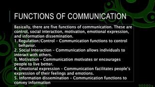 5 functions of communication and their examples