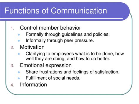 5 functions of communication control