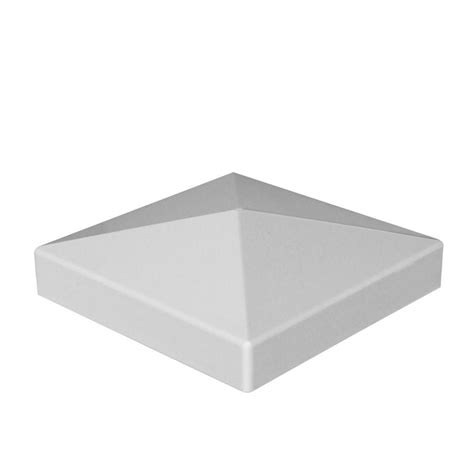 5 in x 5 in vinyl white pyramid post cap