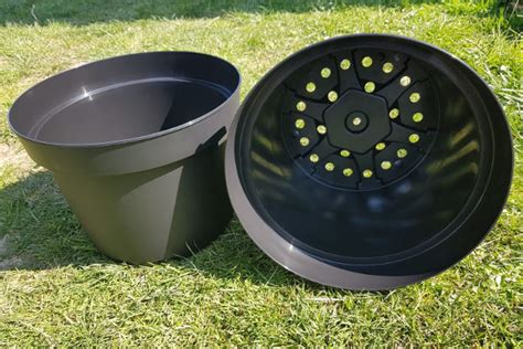 Powertec Garden Blumentopf in Strickoptik, ca. 5 Liter, Anthrazit 2er