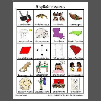 5 Syllable Words List