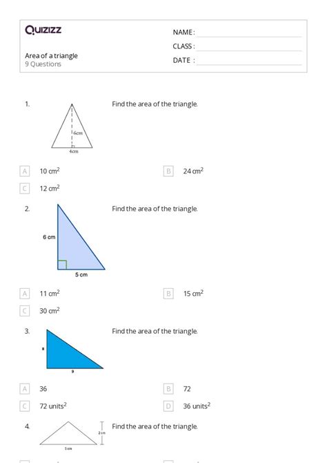5 Th Grade Math Worksheets Triangle Area