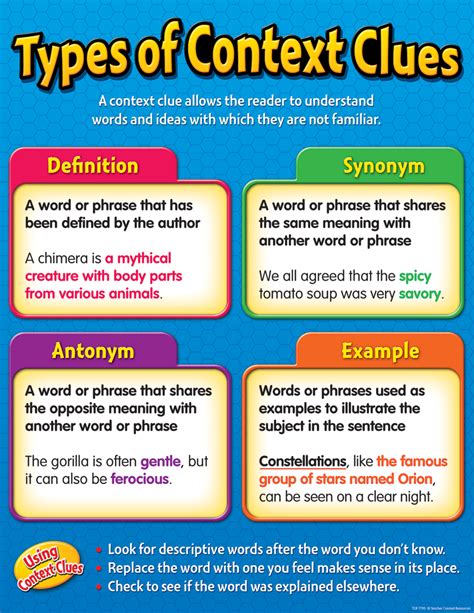 5 types of context clues and examples with answers grade