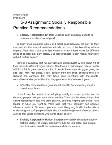 5-3 assignment socially responsible practice recommendations