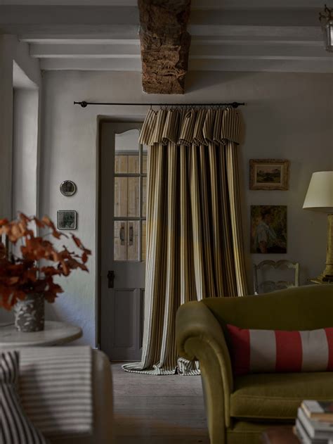 5. Add a green stripe ruffle drape to a gray scheme