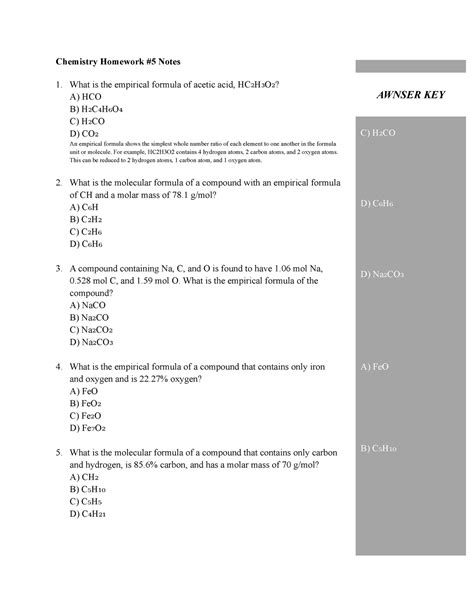 5. Chemistry &amp; Homework