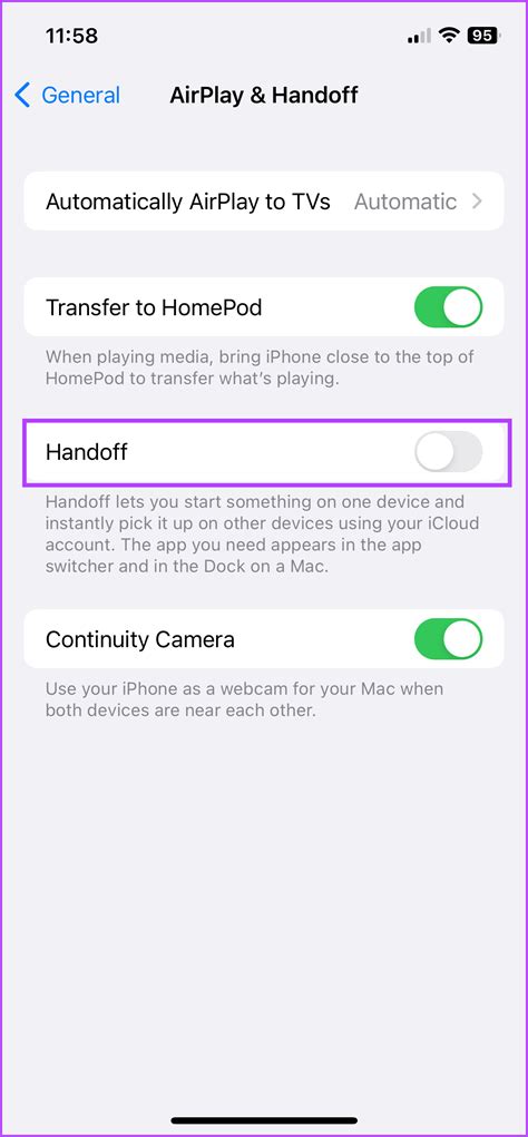 5. Disable Handoff